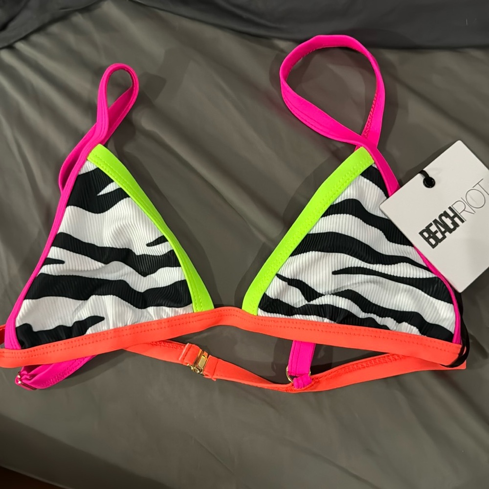 NWT - Neon Zebra Bikini Top